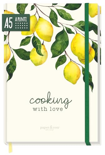 paper&you® Dotted Journal punteado A5 con banda elástica [Cooking with Love] 156 páginas - cuaderno a puntos, diario - sostenible & climáticamente neutro