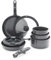 GreenLife 10 Piece Nonstick Pots & Pans Set, Detachable Handle & Stackable Cookware Set, Non Toxic PFAS-Free Skillets, Induction Kitchen Pans, Space Saving, Serving Bowls, Oven Safe, Granite Black