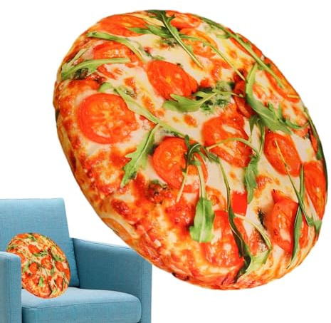 Rundes Pizzakissen | Pizzascheiben-Kissen | Plüsch-Pizzakissen | Pizza-förmiges Kissen, weiches Pizza-Wurfkissen, dekoratives Pizzakissen, rundes Pizzakissen, realistisches Pizzakissen