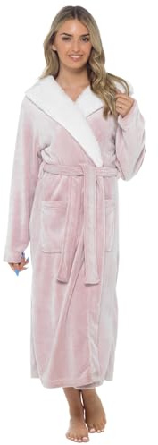 Slumber Hut Ladies Shimmer Fleece Sherpa Hood Robe LN1240 Rose/Pink 16-18