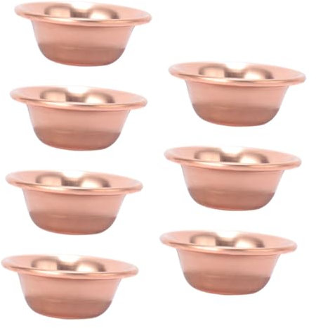 NAMOARLY 7pcs Copper Offering Bowls for Buddhist Rituals Smooth Copper Water Cups for Temple and Home Decor Unique Sacred Utensils for Meditation and Worship