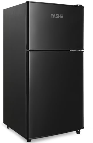 YASHE 86L Mini-réfrigérateur avec congélateur, frigo double porte avec congélateur supérieur, pour appartement, chambre, dortoir et bureau, noir