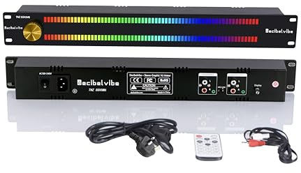 Decibelvibe TNZ SGVUM6 - VU-Mómetro con Entrada/Salida RCA-Jack 3.5, Entrada inalámbrica a través de micrófono Integrado, 19 Colores, para Sistemas de Audio de Alta fidelidad, Cine en casa, Sonido