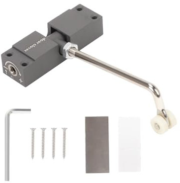 Qivine Ferme Porte Automatique, Réglable Ferme Porte à Ressort pour Portes de 68 kg, Groom Fermeture Porte avec Plaque de Montage et Vis, Sans Perçage, pour Porte de Chambre, Porte en Verre