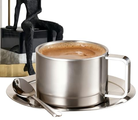 Tazas de Acero Inoxidable 200ml Pared Doble Antiderrame Artículos Para El