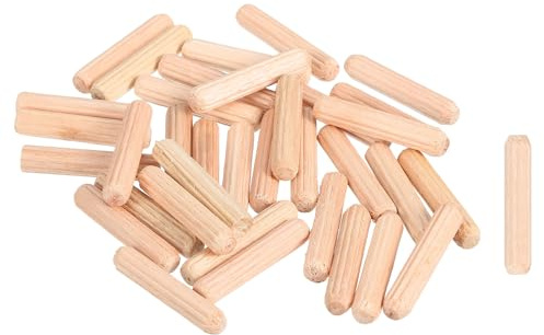 QUARKZMAN 120 Piezas De Clavijas De Madera De 1/4x1-1/6 (6mmx30mm), Clavijas De Madera Con Extremos Biselados Y Acanalados, Para Muebles, Artesanías Y Proyectos DIY