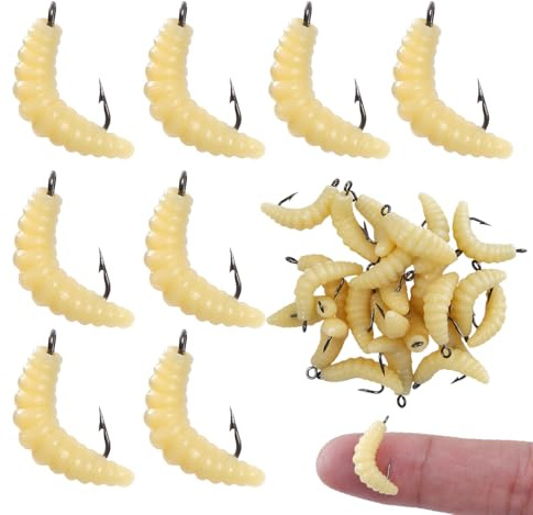 UYVPAER Lot De 30 Appâts Souples En Silicone Avec Hameçon, Leurres Insectes Pour Pêche À La Truite