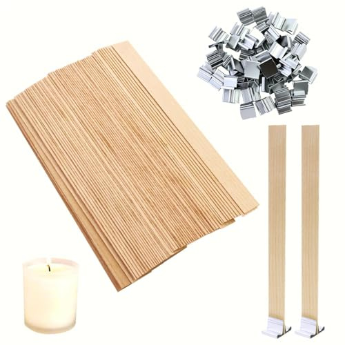 110 mechas de madera para velas, mechas para velas con soporte de hierro, mechas de madera para hacer velas DIY, 13 x 130 mm