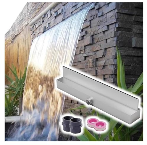 Kit de vertedero de cascada de acero inoxidable, perfecto para patios, patios traseros y estanques, fácil de instalar con conector de tubería, eleva tus características de agua al aire libre y