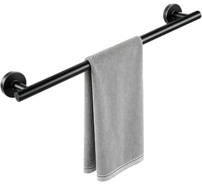KEBMCHN Toallero de Pared, 60 cm, Color Negro Mate, Montaje en Pared, Acero Inoxidable, Barra de Toalla para baño, Cocina