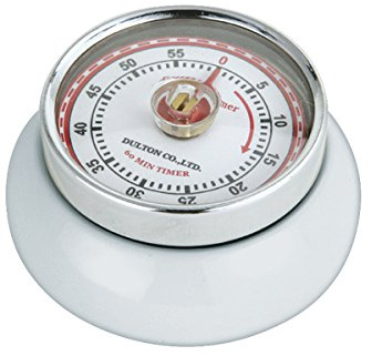 Zassenhaus Kökstimer, magnetisk, retro, klassisk, mekanisk, matlagningstimer (vit)