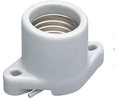 E26 Ceramic Surface Mount Socket with Flange Mount Base,5.9Inch Wire