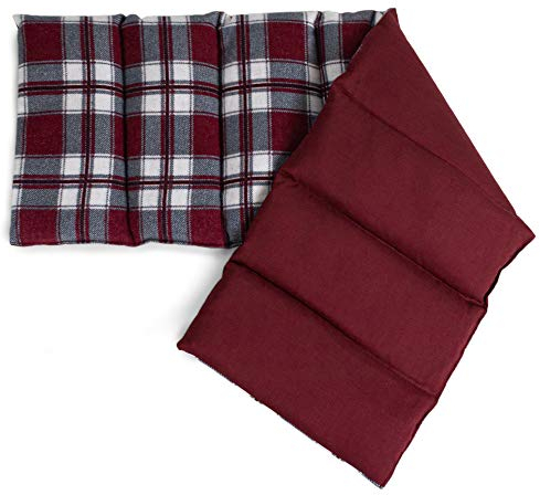 Kirschkernkissen 75x20cm groß 8-Kammer. Wärmekissen, Körnerkissen XL (Flanell karo-rot)