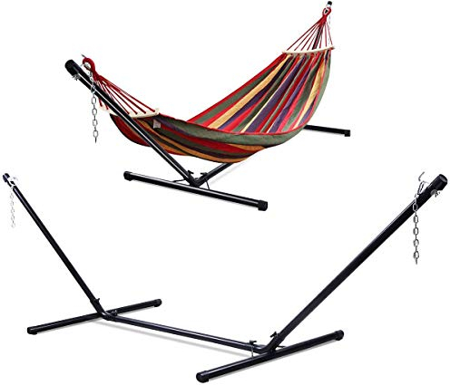 RELAX4LIFE Hängemattengestell aus Metall, Hängemattenständer Höhenverstellbar, Hängemattenhalter mit Haken und Ketten, Max. Belastbarkeit 150 kg, 325 x 100 x 106 cm (nur Gestell, ohne Hängematte)