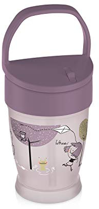 LOVI Auslaufsicherer Trinkbecher mit weichem Silikon-Strohhalm für Kinder, 12+ Monate, Drehdeckel mit weichem Strohhalm, auslaufsicher, BPA-frei, 250 ml, Violett