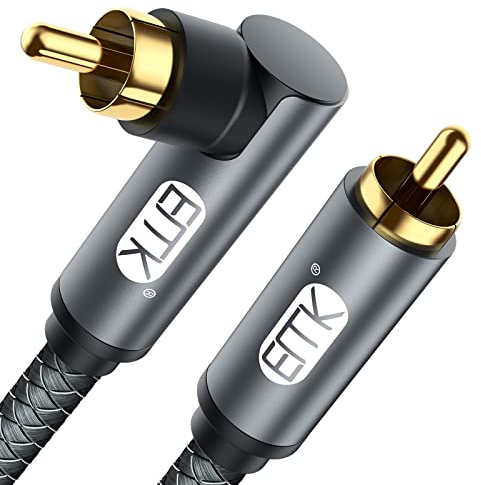 EMK Subwoofer Kabel 3m - Digitales Koaxialkabel mit 90 Grad Cinch Stecker - Vergoldete RCA Audio Kabel für Subwoofer, AV Receiver, Verstärker und Heimkino Systeme