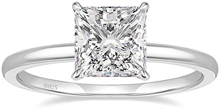 EAMTI 2CT 925 Sterling Silver Engagement Rings Princess Cut Cubic Zirconia CZ Wedding Promise Rings for Her Stunning Wedding Bands for Women Size 6