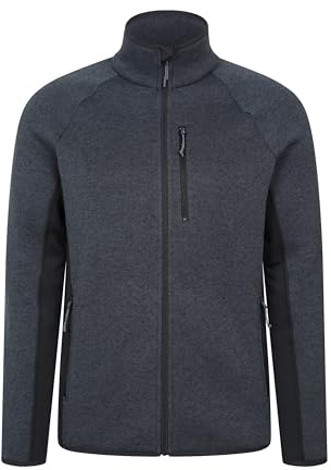 Mountain Warehouse Mens Full-Zip Half-Zip Fleece - Anti-pill, Comfortable Stretch Panels Top - Best for Spring Summer, Camping, Outdoors, Travelling & Hiking Black (Full Zip) 2XL