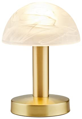 Trio Leuchten LED Tischleuchte Fynn II 599110108, Metall Messing matt, Glas alabasterfarbig weiß, inkl. 1x E14 4.9 Watt LED, Touch-Me-Funktion (4-fach schaltbar, 3 Helligkeitsstufen), Höhe 21cm