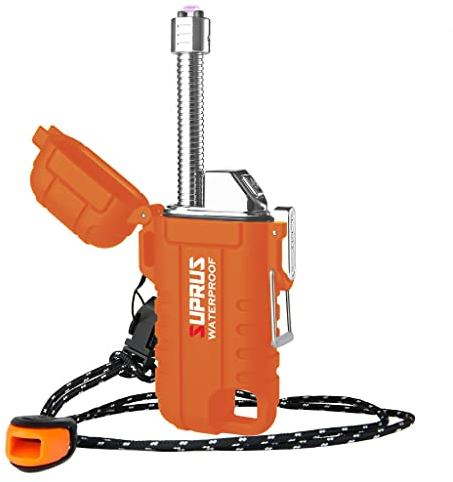 SUPRUS Windproof Waterproof LED Rechargeable USB C Candle Lighter Outdoors Black