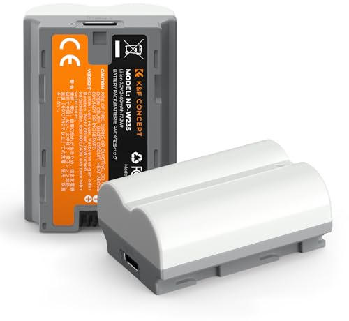 K&F CONCEPT NP-W235 Kamera-Akku mit Direktladeanschluss Typ C Kompatibel mit Kameras X-T5, X-T4, GFX 100S, X-H2S, GFX 50S II, VG-XT4 (2 Akkus)