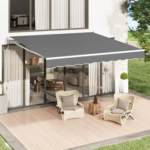 U-MAX Awnings for Outside, 10' x 8' Retractable Awning for Patio, Grey