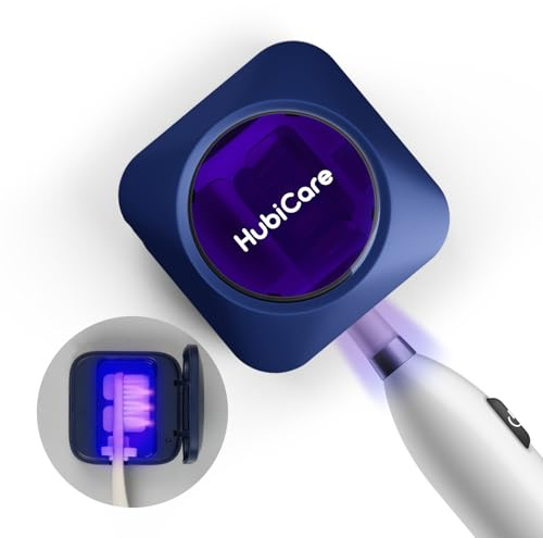 HubiCare - Desinfectante y soporte para cepillo de dientes - Soporte de pared - Desinfectante UV portátil para cepillo de dientes - Accesorios de baño ideales - Azul marino