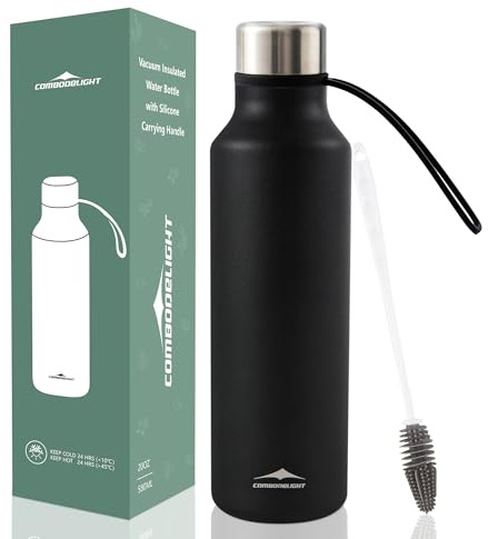 Combo Delight Thermos 580 ml – Borraccia isolata in acciaio inox con manici per bevande calde e fredde, leggera, a prova di perdite e con spazzola per la pulizia, ideale per viaggi, fitness, ufficio