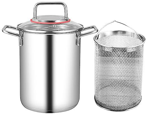 ZOLPINL Marmite à Asperges en Acier Inoxydable, cuiseur Vapeur pour légumes, pâtes, poêle à Frire avec Panier et Couvercle en Verre pour la Maison, la Cuisine et Le Restaurant