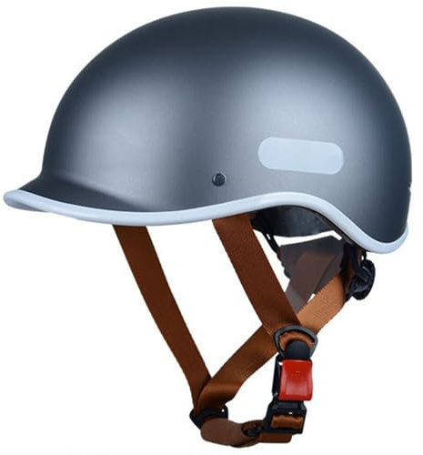 Retro Polo Cap Motorcycle Helmet DOT Approved Lightweight Open Face Half Helmet Men and Women Adults Vintage Half Shell Scooter Motorbike Helmet for Moped Cruiser V Chopper(C,Large)