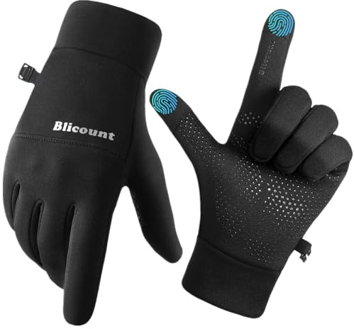 Blicount Gants pour homme et femme - Gants de course chauds et antidérapants - Gants de vélo compatibles écran tactile - Gants d’hiver pour le sport - Gants pour le vélo, la course, la randonnée, la