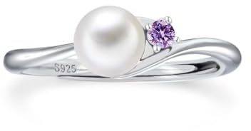 PHNIBIRD Anelli Donna in Argento Sterling 925 con Ametista Perle Anello Regolabile di Perle D'acqua Dolce Gioielli Per Regalo Per Matrimonio