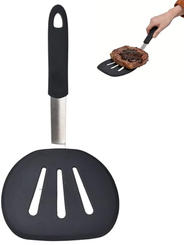 Spatule ronde large en silicone flexible résistante à la chaleur pour crêpes, œufs, etc