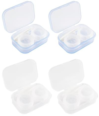 4 recipientes para lentes de contacto, mini portalentes portátiles a prueba de fugas, estuche de lentes de contacto para viajes, pinzas para lentes de contacto, para viajes, almacenamiento diario de
