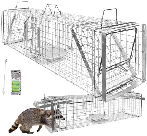 Petigi Piège à Animaux Humaine Animal Vivant Piège Cage 130 x 34 x 34 cm Chat Renard Castor Raton Laveur