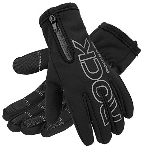 ROCK BROS Winter Cycling Gloves for Men Women Water Resistant Touch Screen Gloves Shock-Absorbing Full Finger Biking Glove Anti-Slip Motorcycle Mountain Bike Gloves, for Fishing, Driving, Golfing
