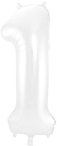 Folat 65991 Palloncino di alluminio Numero Figura 1 Bianco Metallizzato Opaco 86 cm - decorazione palloncino di elio per compleanno, anniversario