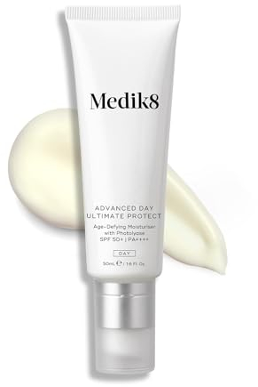 Medik8 Advance Day Ultimate Protect - SPF 50+ Age-Defying Moisturiser with Photolyase SPF 50+ PA++++ - Hydrating & Non-Greasy UV Protection - With Age-Defying DNA Repair Enzymes - 50ml