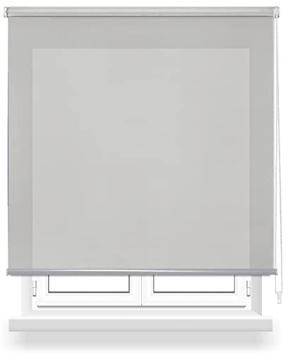 DALINA Textil - Estor Enrollabre Translúcido 60x180cm (Ancho x Largo), Pesiana Enrollable Liso Pasa la Luz 40%, Medida de la Tela 57x175cm (Gris Claro)