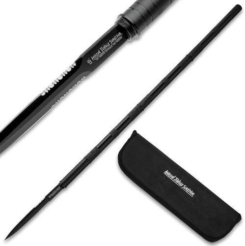 Amazon Jungle Survivor Break-Down Spear | Non-Reflective Finish 2Cr13 Stainless Steel Blade | Textured Steel Shaft | Zippered Carrying Case | Black Oxide Finish | Versatile | 45 1/2 Overall