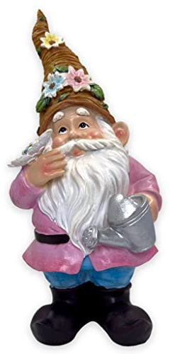 MIJOMA Gartenzwerg Gartengnom GNOME Dwarf Garten Dekoration Gartendeko Wichtel Zwerg für den Garten Wohndekoration Deko für Terasse für Balkon (Rosa Jacke - 27cm)