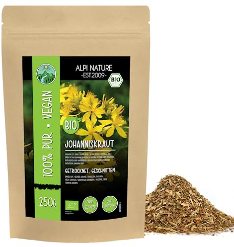 Alpi Nature Millepertuis Thé BIO 250g, Herbe de Millepertuis Séchée et Coupée, Thé en Vrac