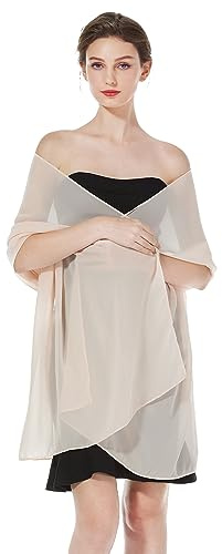 BEAUTELICATE Chiffon Shawl and Wraps Lightweight Scarfs Stole Silk Feeling Sheer Cover Up For Women Summer Wedding Bridesmaids Evening(Widen - Peach)