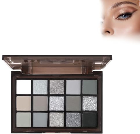 Shadow 15 Farben Smoky Makeup Lidschatten-Palette,Schwarze Lidschatten Palette,Smokey Eyeshadow Palette Matt,Wasserdichte Glitzer Matt Augen Make Up Kosmetik,Hohe Farbwiedergabe,Wasserdicht,Langlebig