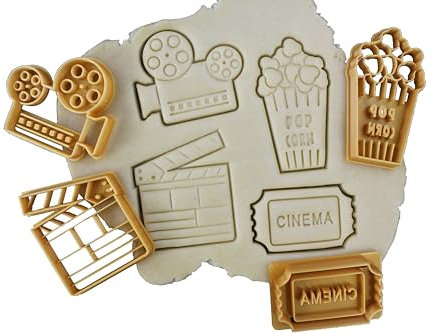 3DKOUPE - Set di 4 - Fotocamera, Biglietto per cinema, Popcorn, Clap cinematografico - Pasticceria creativa