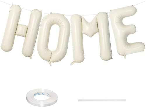 40 Inch Beige HOME Balloon for Housewarming Party Decorations, Large Cream New Home Welcome Balloon Letter Banner, White Sand Real Estate Balloons Sign for Sweet House Warming Homecoming Party Decor