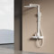 EMKE Duschsystem mit Thermostat, Regendusche Duschsystem Weiß Matt, mit großer 36x24 cm Regendusche, 3 Strahlarten Handbrause, höhenverstellbarer Brausestange und Schlauch, Duscharmatur Komplettset