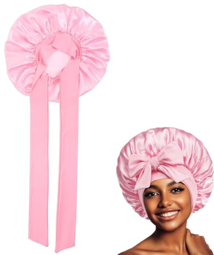 MOLZINY Silk Bonnet Sleep Cap Cuffia con Treccia di Raso per Donna Cuffia di Seta per Dormire Cuffia per proteggere i capelli, riccioli di seta satinata, protezione liscia per capelli