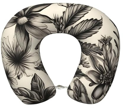 ENRPTY Floral Herbs Botanical Pattern Print Memory Foam Travel Pillow Cozy Office Pillow Airplane Car Travel Accessories