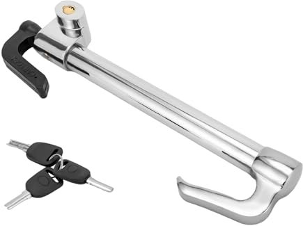 Fridgestea Candado antirrobo para volante con gancho retráctil, reforzado con 3 llaves, inmovilizador universal, bloqueo de embrague para coche/vehículos familiares, color plateado